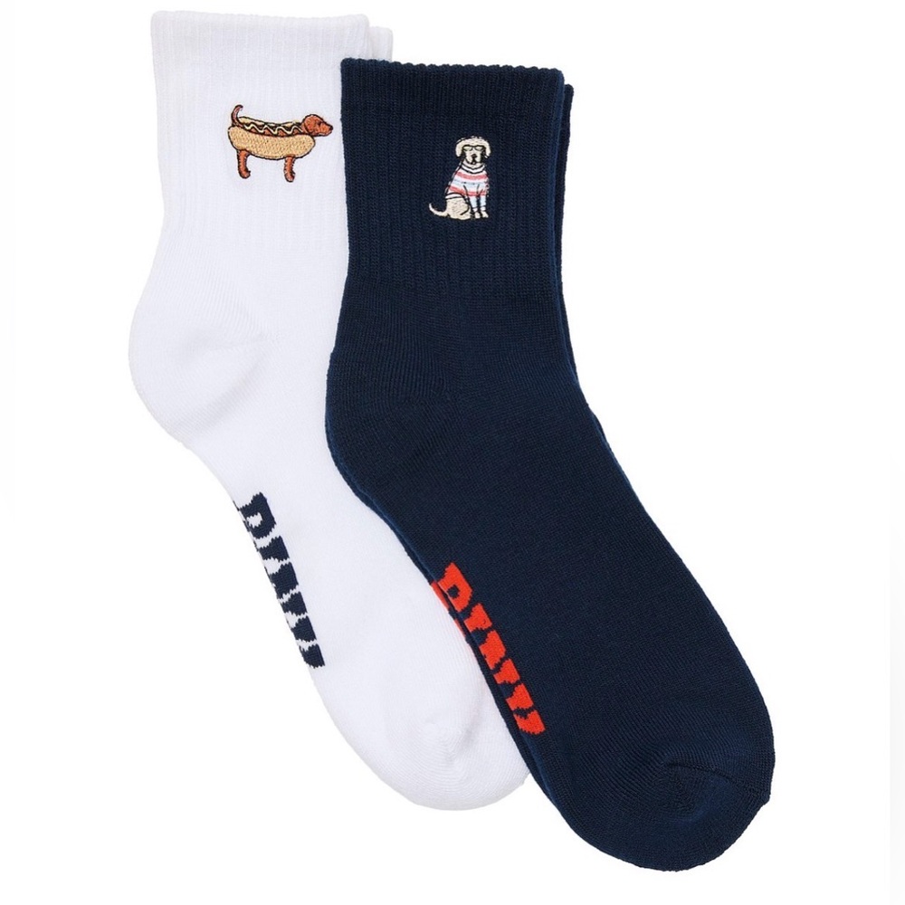 PINK Victoria's Secret Navy and White “Hot Dog” 2 Pack Quarter Socks- New